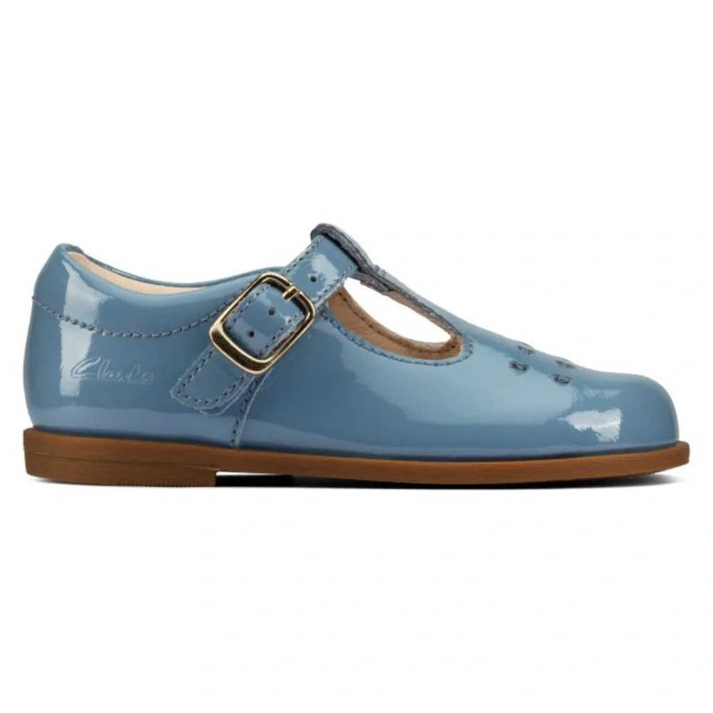 NEW Clarks Drew Play Toddler Leather Shoes, Blue Patent Size UK 5.5G, US 6W £40